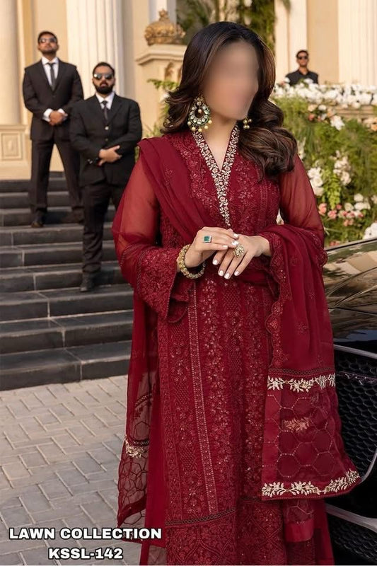 AZURE LAWN/CHIFFON PARTY WEAR KSSL-142
