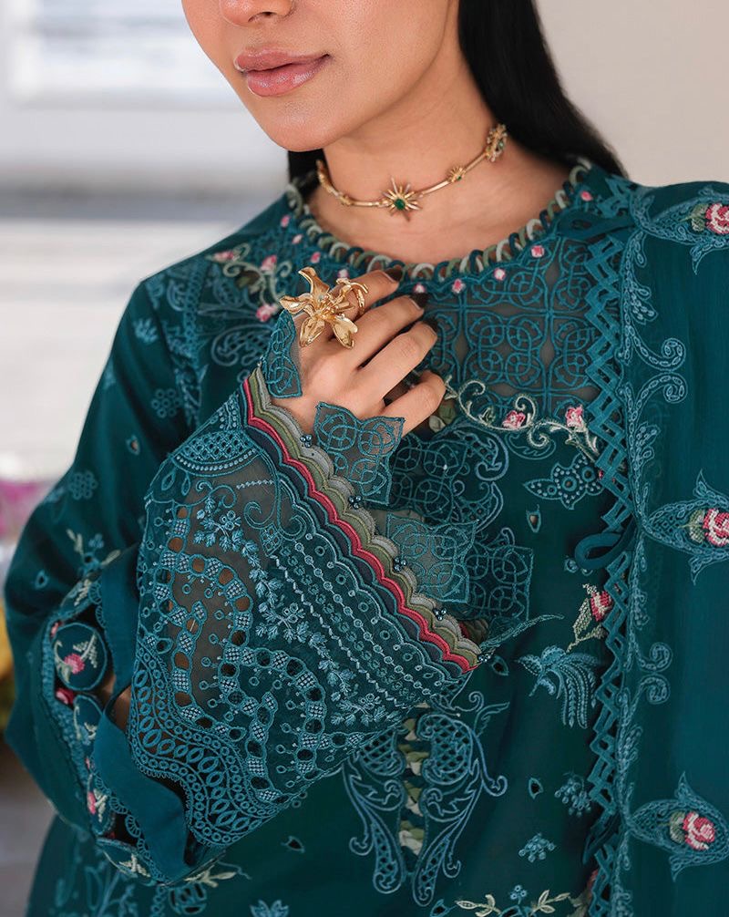 Qalamkar Lawn/Chiffon Wedding Wear 5426