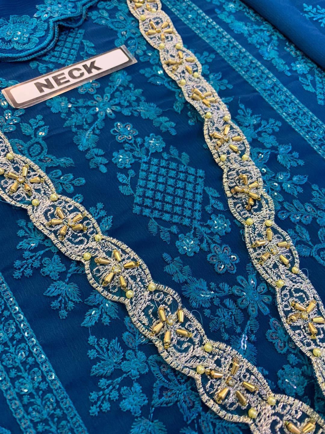 AZURE CHIFFON PARTY WEAR KSS-024-ZING