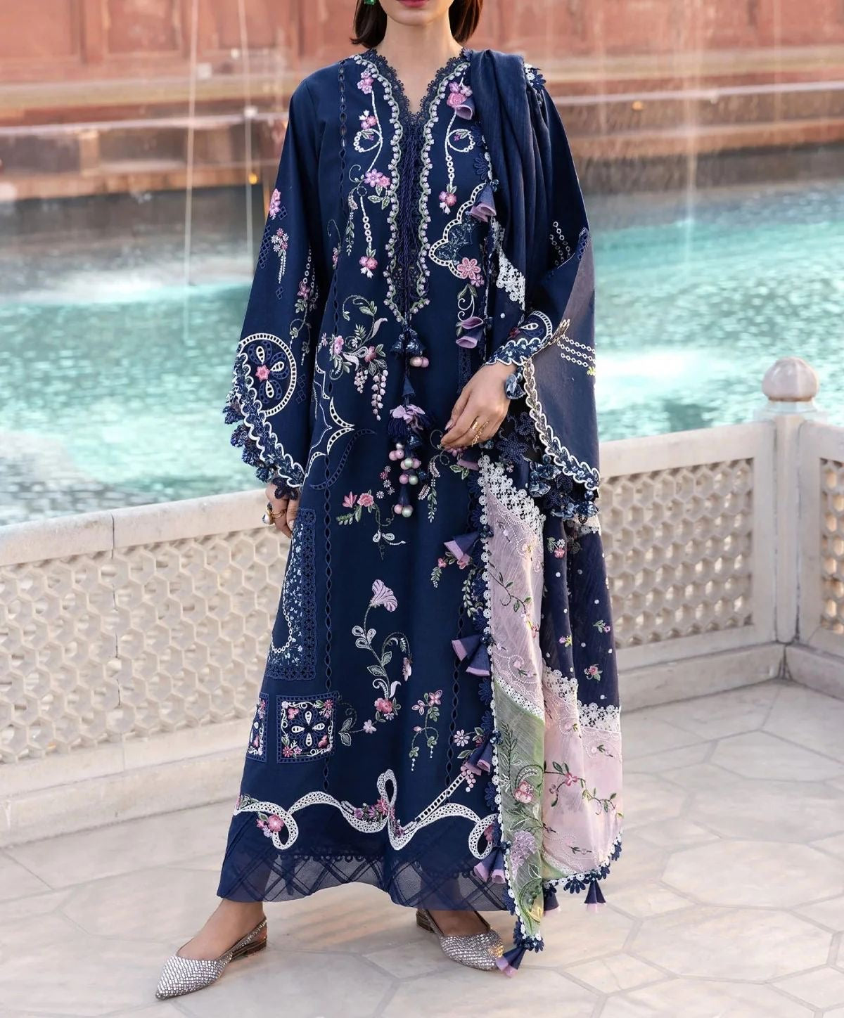 Crimson Lawn/Cotton Net Party Wear 5449