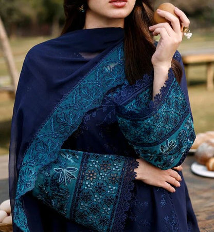 Azure Lawn/Chiffon Party Wear 5450