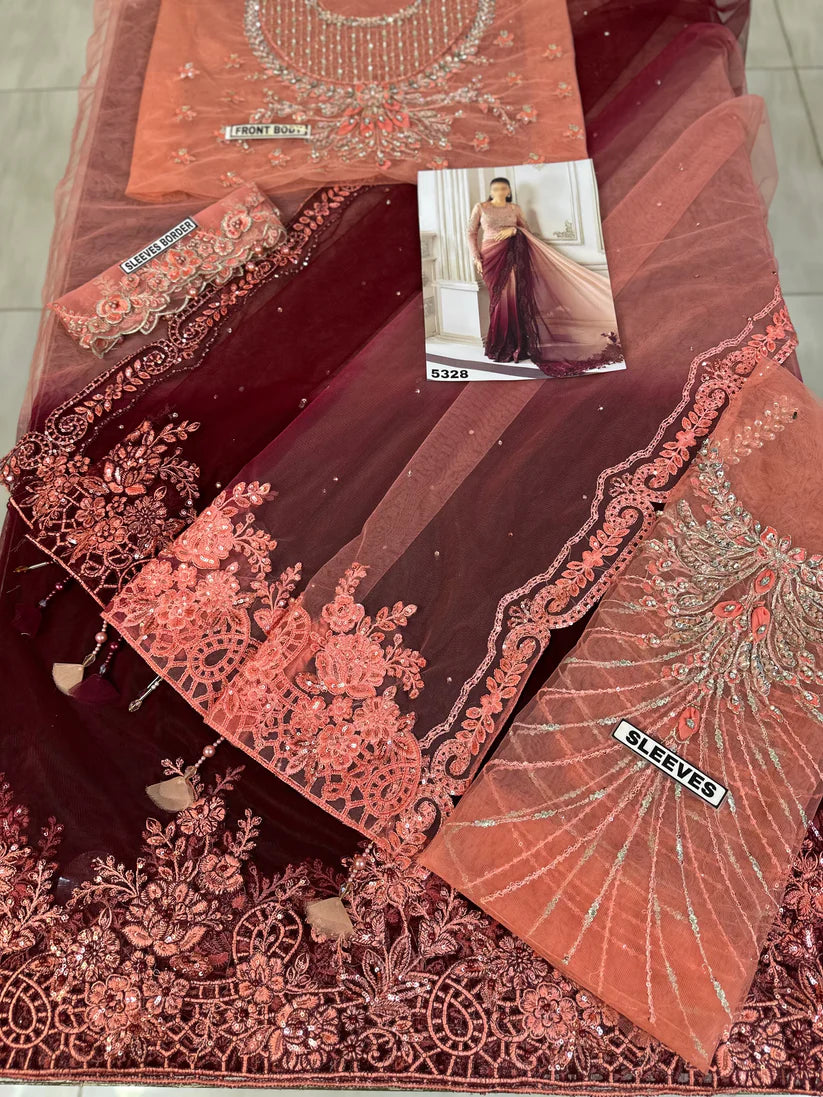 MARIA B NET SAAREE WEDDING WEAR 5328