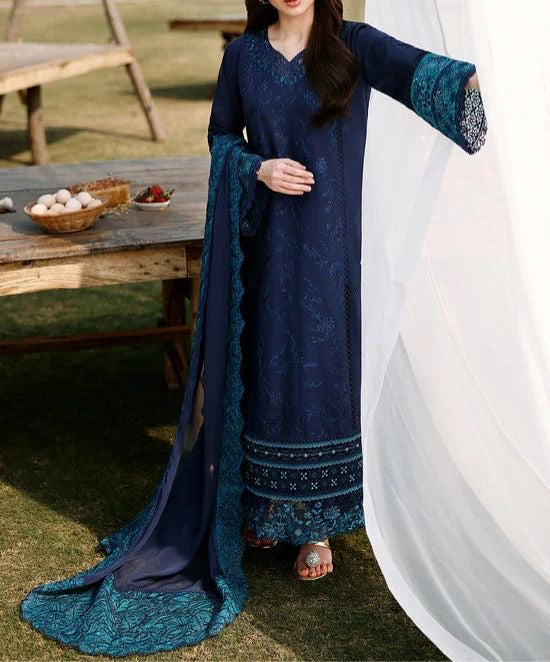 Azure Lawn/Chiffon Party Wear 5450