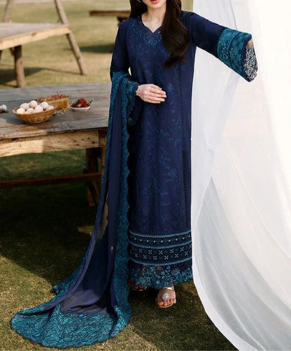 Azure Lawn/Chiffon Party Wear 5450