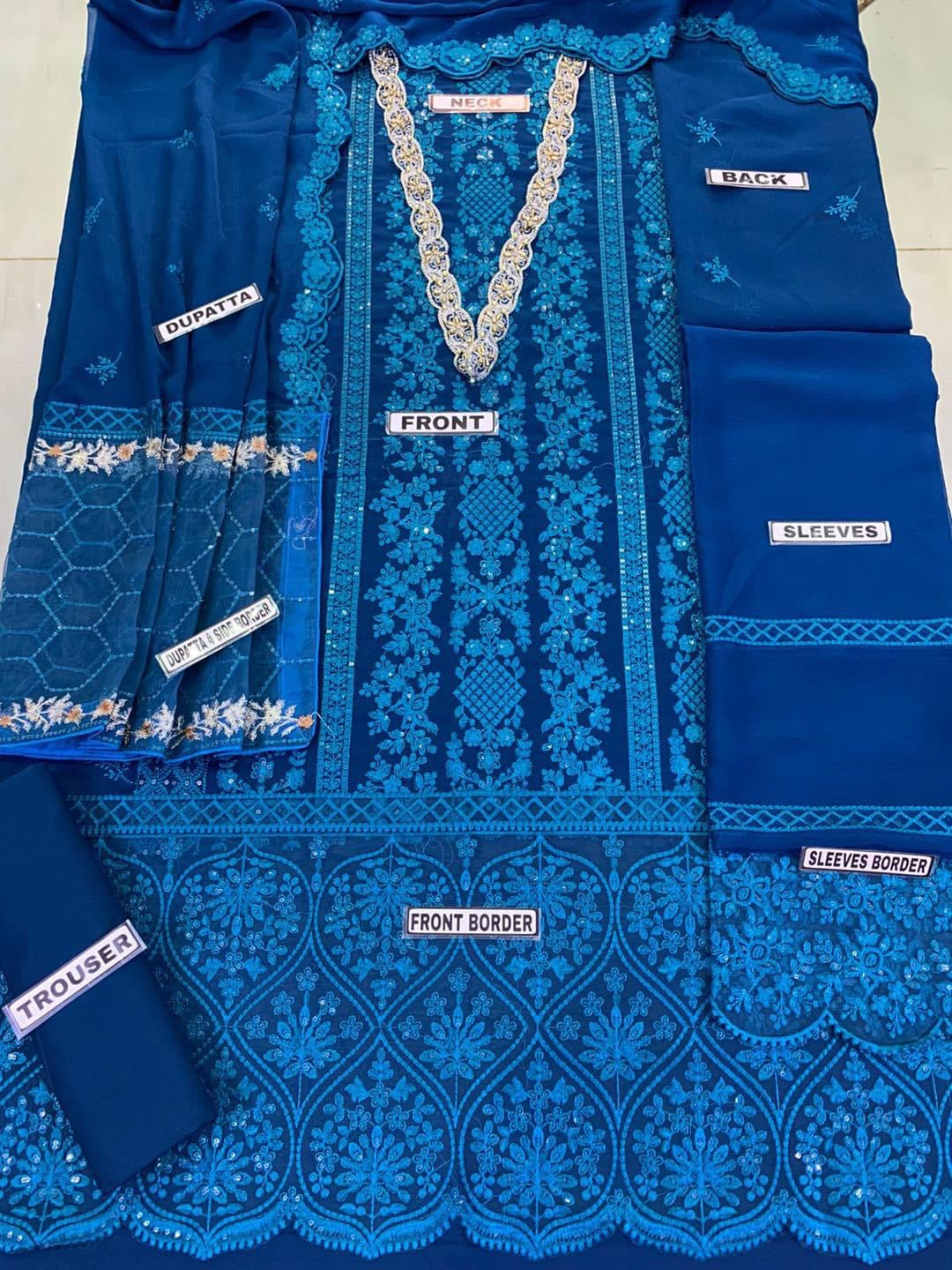 AZURE CHIFFON PARTY WEAR KSS-024-ZING