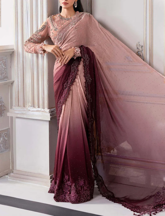 MARIA B NET SAAREE WEDDING WEAR 5328