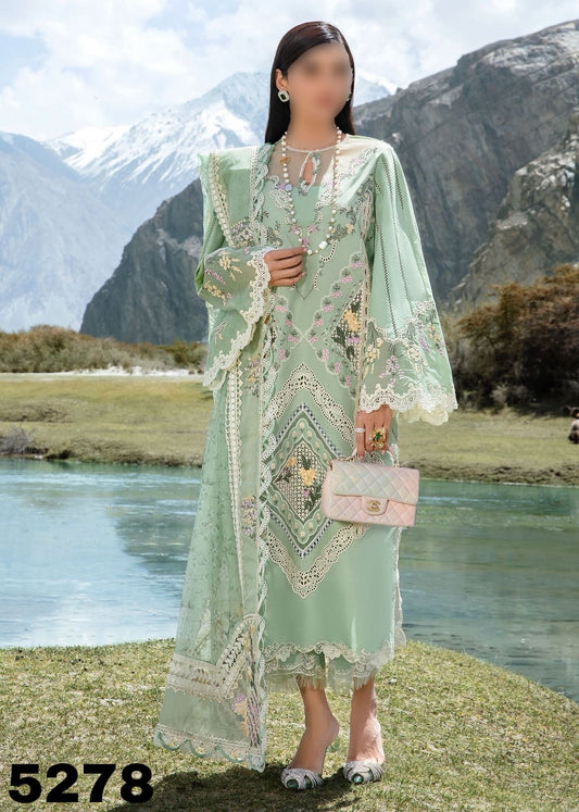 CRIMSON CHIKANKARI LAWN/COTTON NET PARTY WEAR 5278