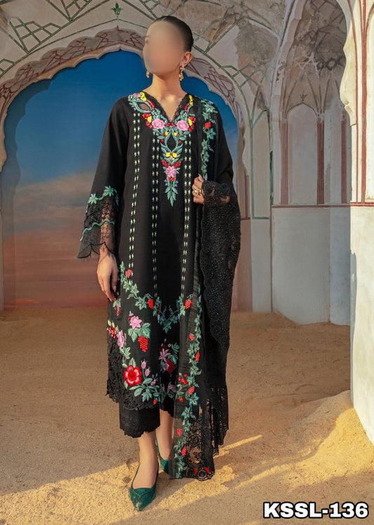 CRIMSON LAWN/CHIFFON PARTY WEAR KSSL-136