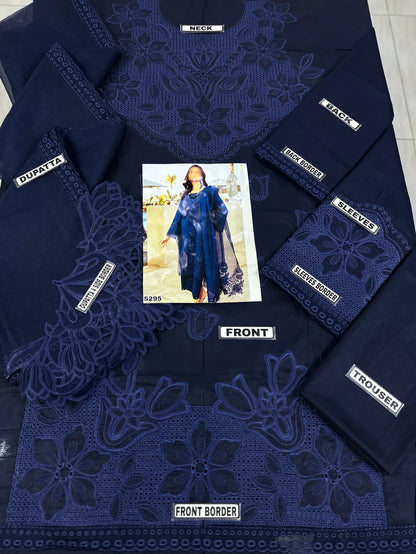 RANG RASIA CHIKANKARI LAWN/COTTON NET PARTY WEAR 5295