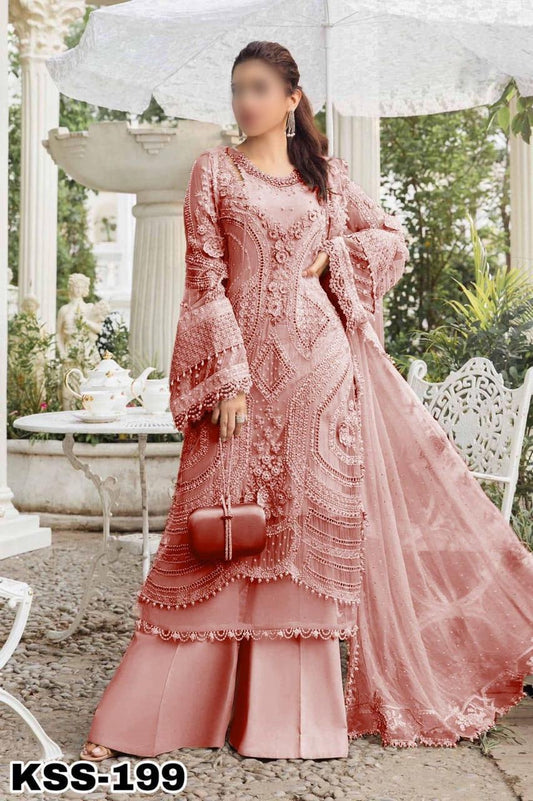 MARIA B CHIFFON WEDDING WEAR KSS-199-PEACH