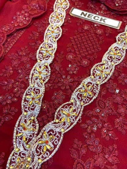 AZURE CHIFFON PARTY WEAR KSS-024-MAROON