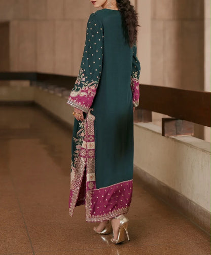 Ethnic Kaftan Shalmose Silk/Bamber Chiffon Wedding Wear 5515