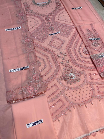 MARIA B CHIFFON WEDDING WEAR KSS-199-PEACH