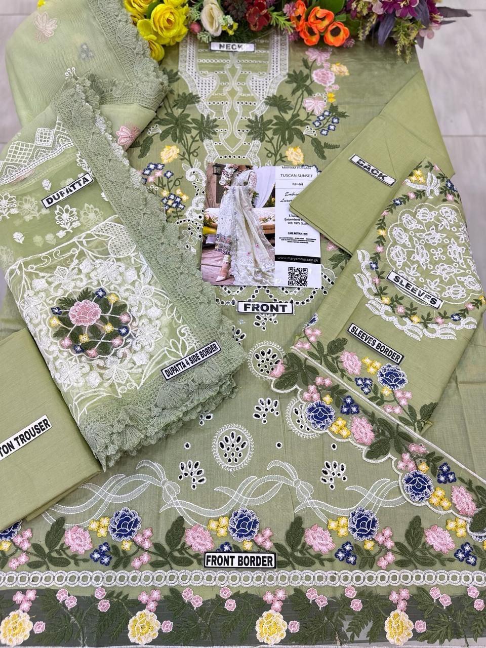 Maryam Hussain Chikankari Lawn/Cotton Net Party Wear KSSL-144