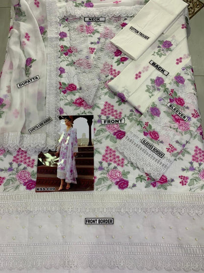 BAREEZE SUMMER LAWN WITH CHIFFON DUPATTA PARTY WEAR 2023 - H FASHION VILLAS
